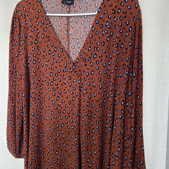 Women's A New Approach Pull over Leopard Print Blouse XL Elastic Cuff - Picture 4 of 10